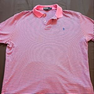 Polo by Ralph Lauren Pink with blue and white stripe Large
